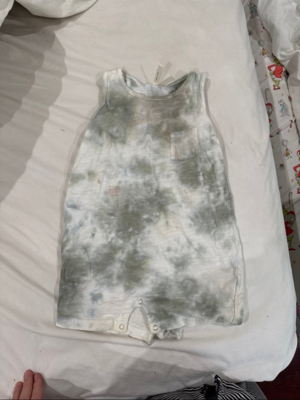 Rylee + Cru Green and White Tie-Dye Kids One-Piece